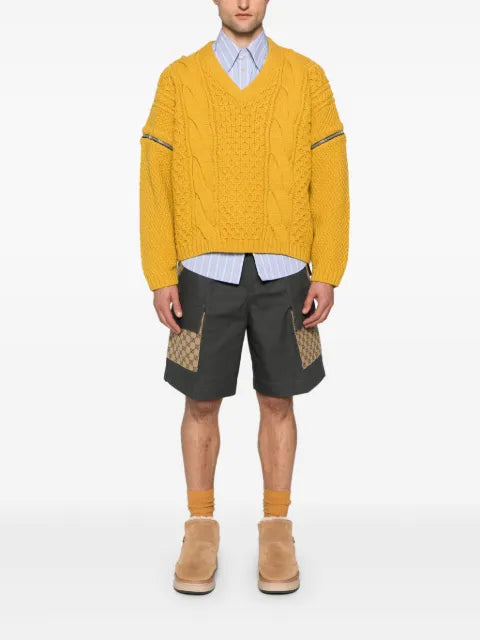 Gucci V-neck cable-knit wool jumper
