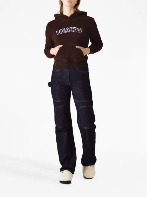 Sporty & Rich slogan-patch fleece hoodie
