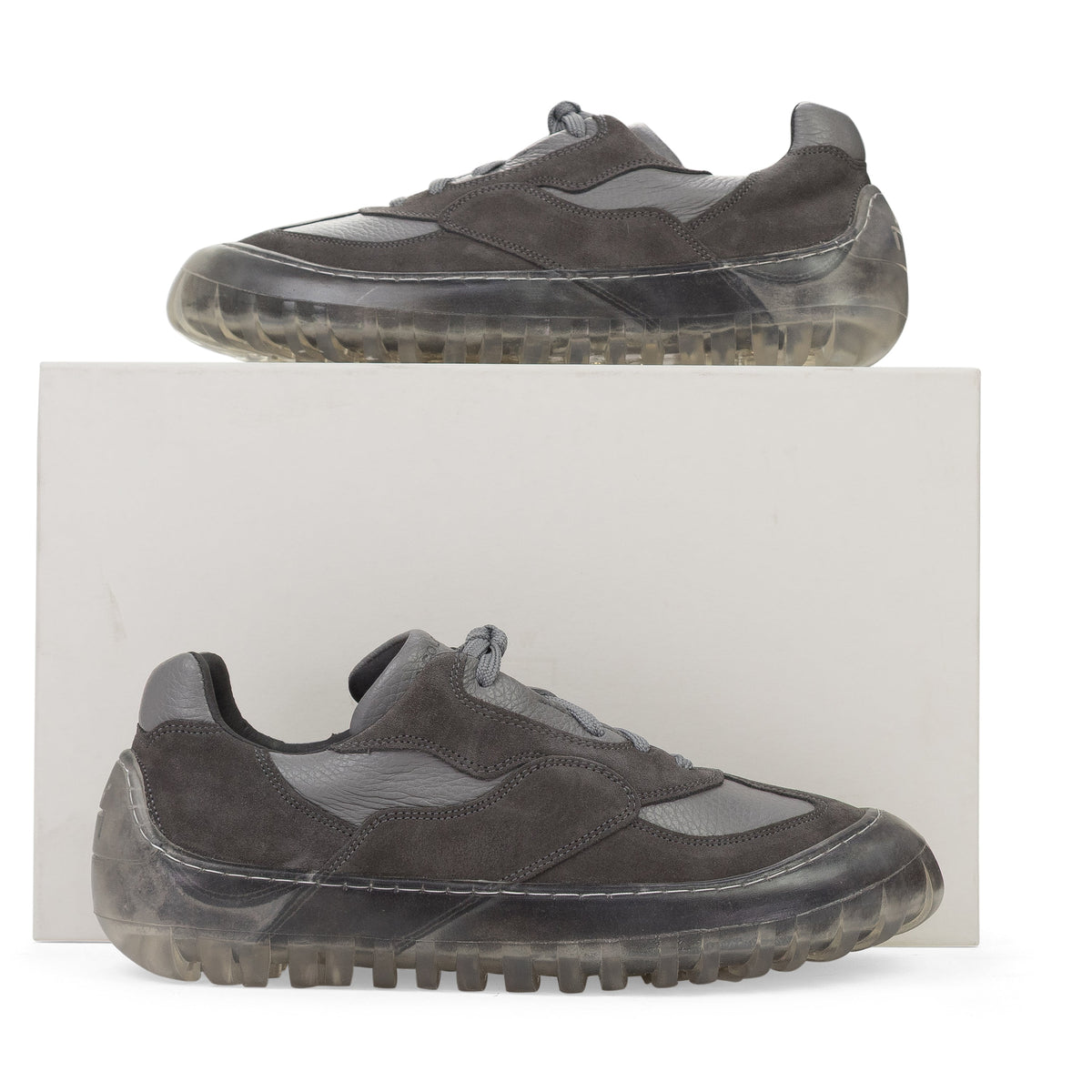 GREY LEATHER/WRAP SOLE SNEAKERS