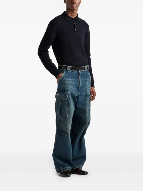 Prada cable-knit polo sweater