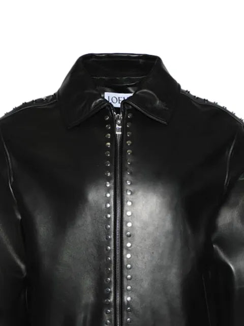 LOEWE studded leather bomber jacket