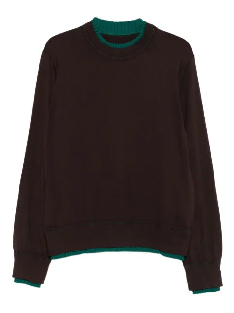 sacai contrast-trim crew-neck sweater