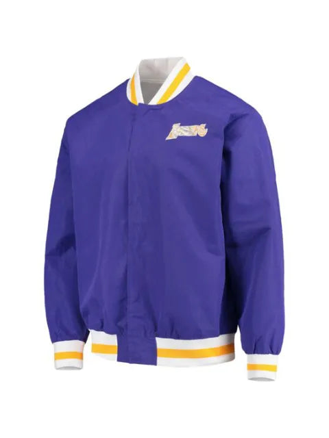 Mitchell & Ness x NBA x Los Angeles Lakers 75th Anniversary ribbed logo bomber jacket