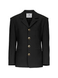 Marine Serre tailored wool serge gold-buttons jacket