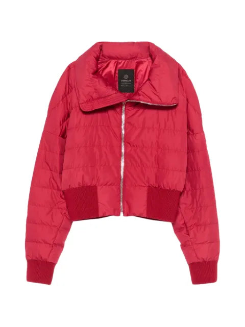 Moncler high collar embroidered logo coat