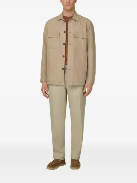 Boggi Milano Link shacket in pure washed linen