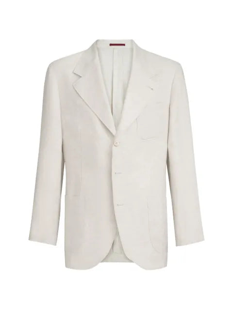 Brunello Cucinelli linen micro chevron unlined blazer