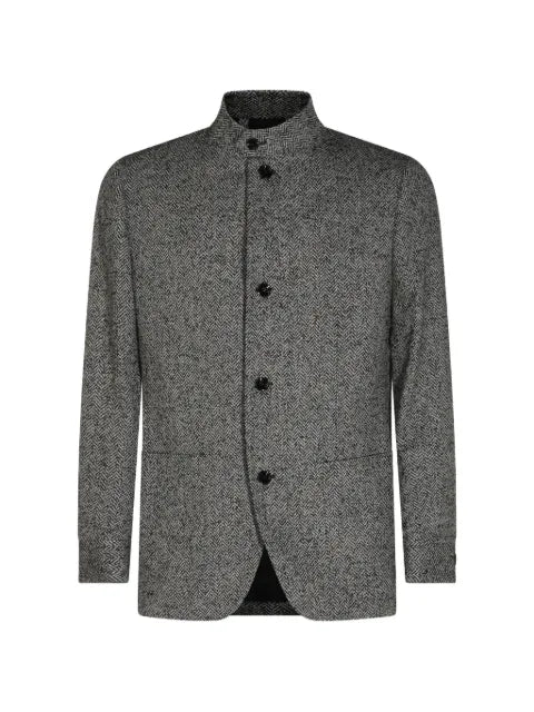 Lardini herringbone-pattern wool-blend jacket
