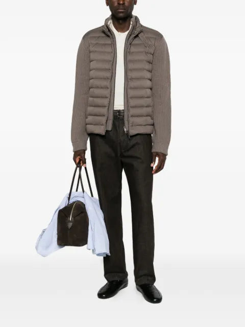 Herno quilted panel knitted jacket