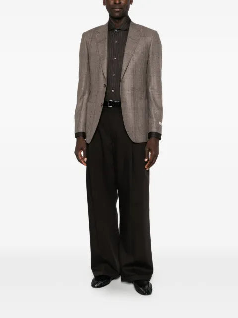 Canali check-pattern notched-lapels blazer