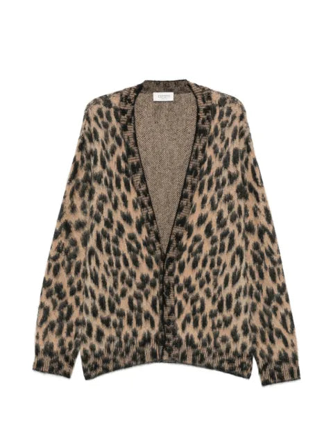 Laneus leopard-print knit cardigan