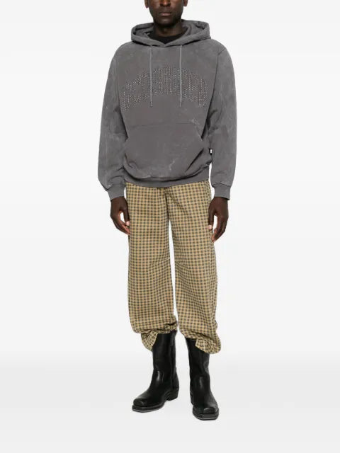 GCDS stud-embellished washed-effect hoodie