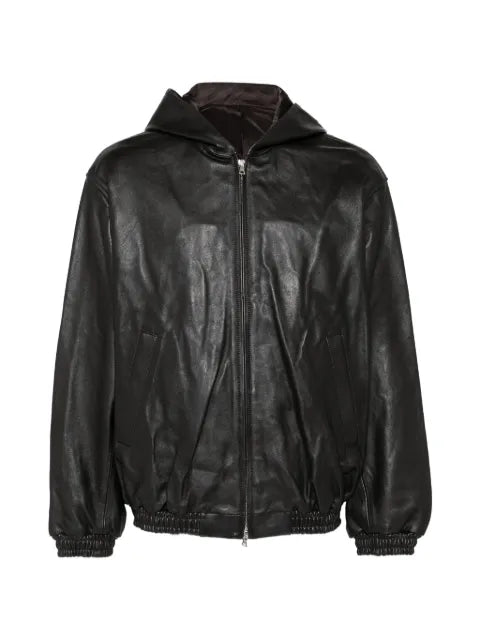 ssstein lamb leather hood jacket