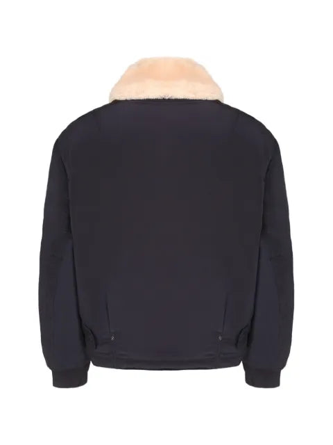 Emporio Armani shearling-collar logo-plaque jacket