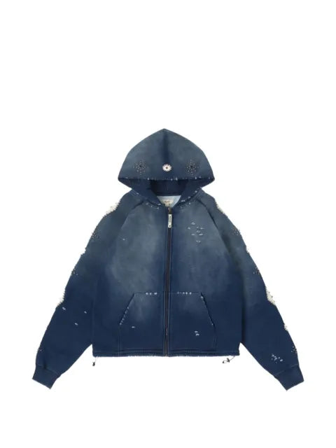 BLDG4 Falling stud-embellished distressed hoodie