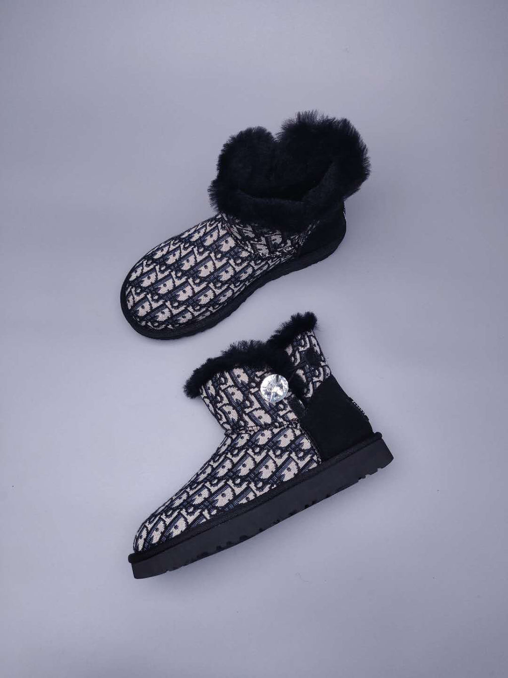 Dior-Inspired Textured Snow Boot — Black | New Arrival | In Stock