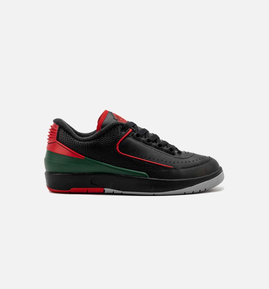 Air Jordan 2 Retro Low 'Christmas' Grade School - Black/Fire Red/Cement Grey