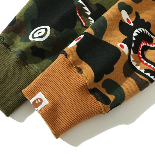 BAPE Colorblock Camo Shark Zip Hoodie