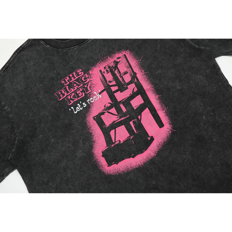 Gallery Dept T Shirts Dark Black Seat Printed Washed Distressed Short Sleeve