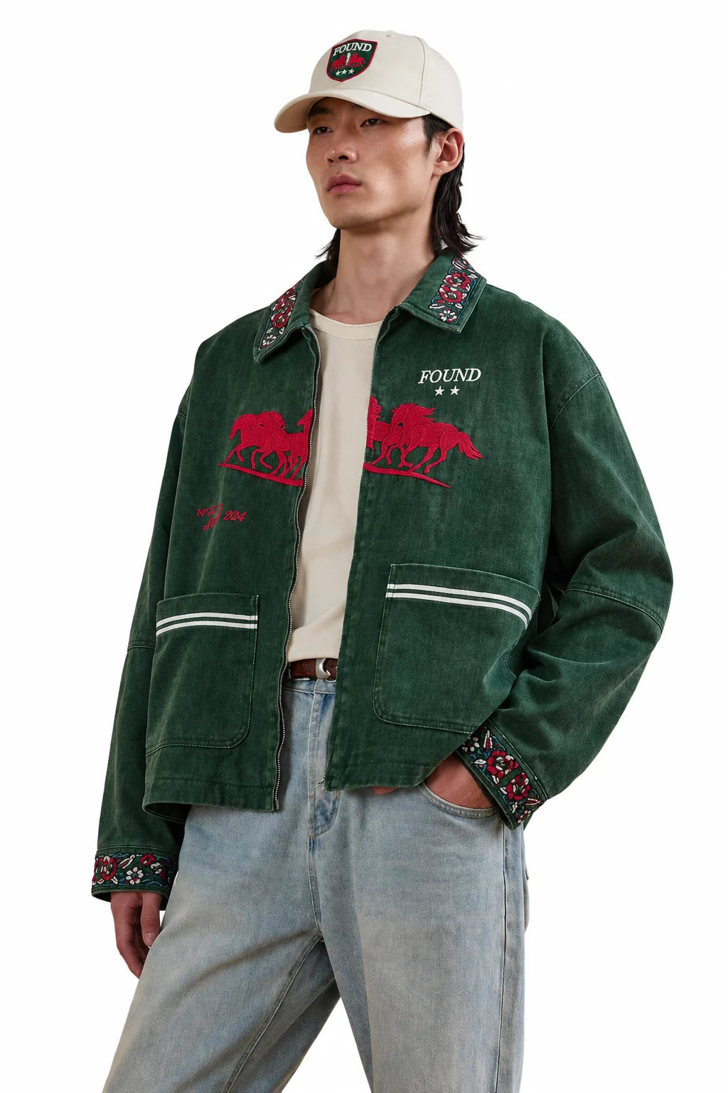 Found Jockey Club Embroidered Jacket