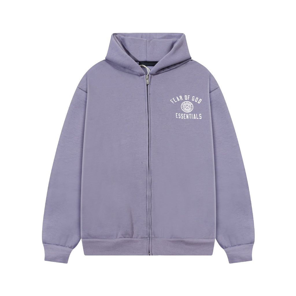 Fear Of God Essentials Emblem Letter Zip Up Hoodie Unisex