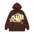 Syna world Drill Graffiti Logo Brown Pullover Hoodie