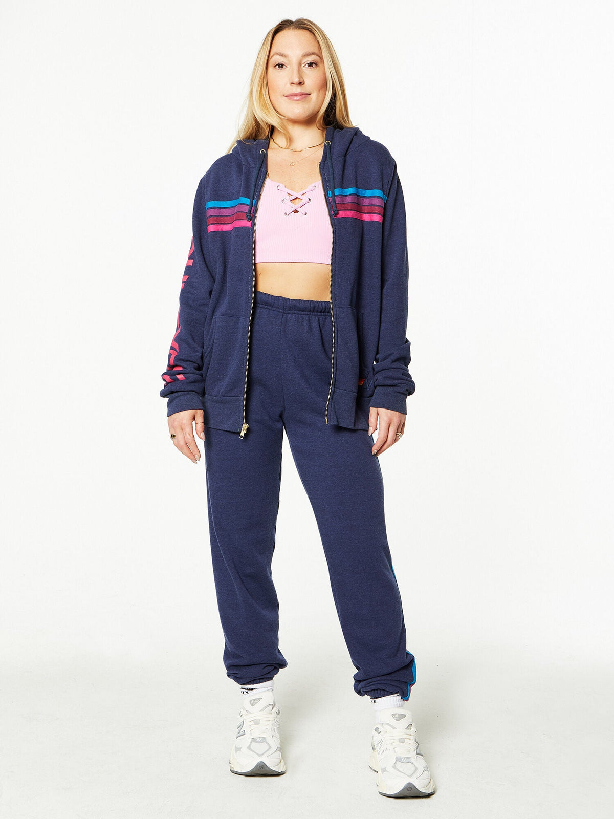 4 STRIPE SWEATPANTS NAVY