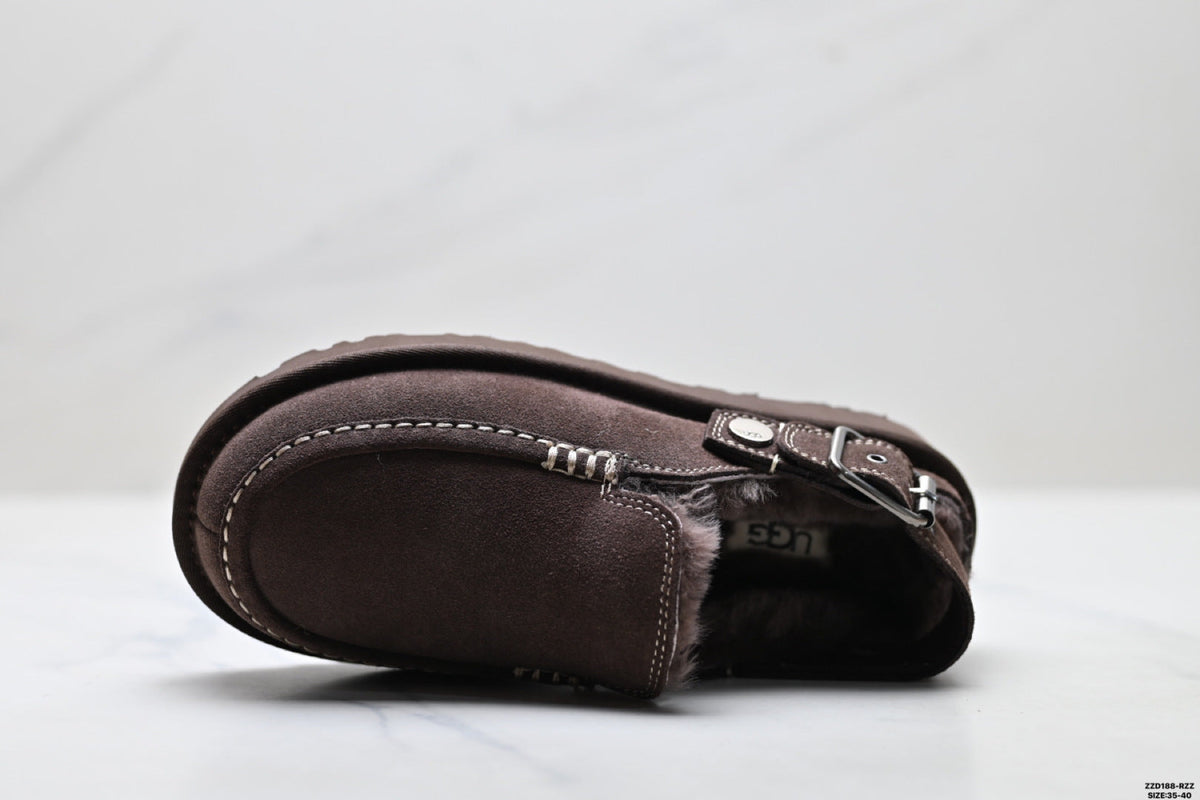 UGG Golden Family Shearling Buckle Clogs