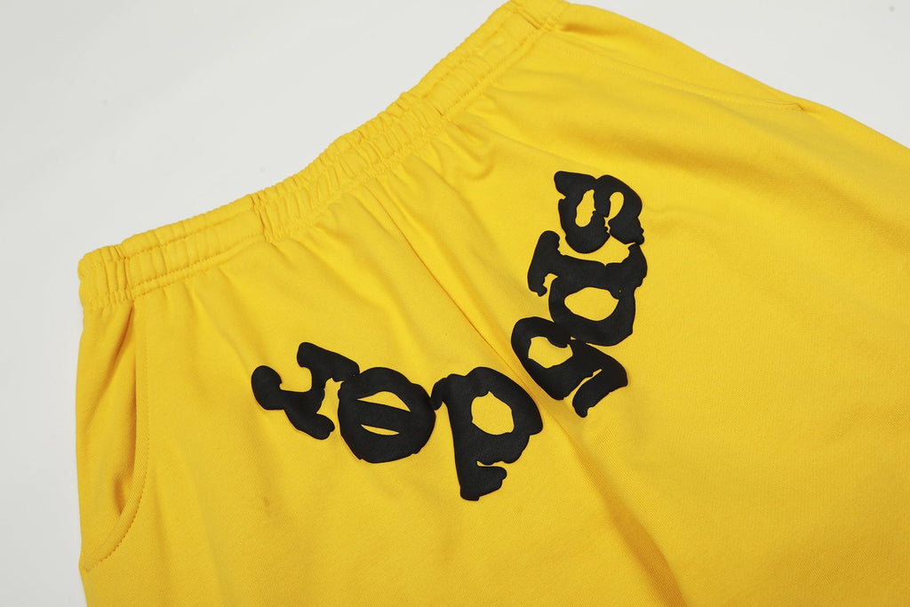Sp5der Yellow Graphic Hoodie & Sweatpants Matching Set