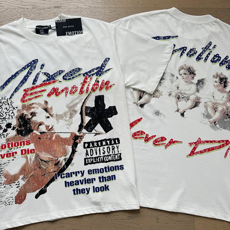 MIXED EMOTION Front & Back Graphic Short-Sleeve T-Shirt