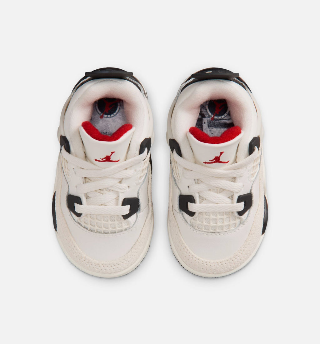 Air Jordan 4 Retro Flight Club Infant/Toddler Lifestyle Shoe - Sail/Black/University Red