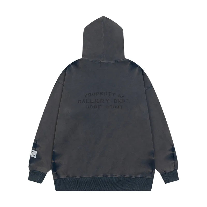 Lanvin x Gallery Dept. Logo Hoodie With A Worn Effect And Paint Marks Navy Blue