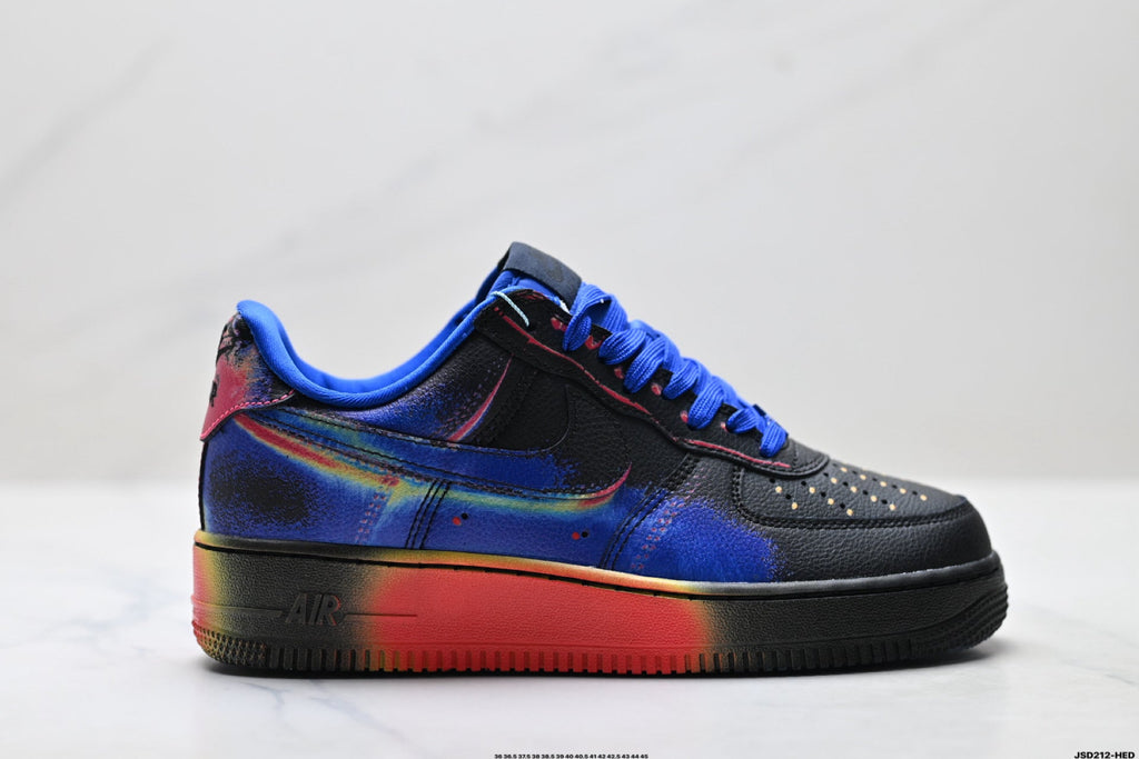 Nike Air Force 1 Low Black Blue Red Multicolor Unisex Sneakers Style 02
