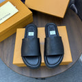 Louis Vuitton Black Embossed Slide Sandals