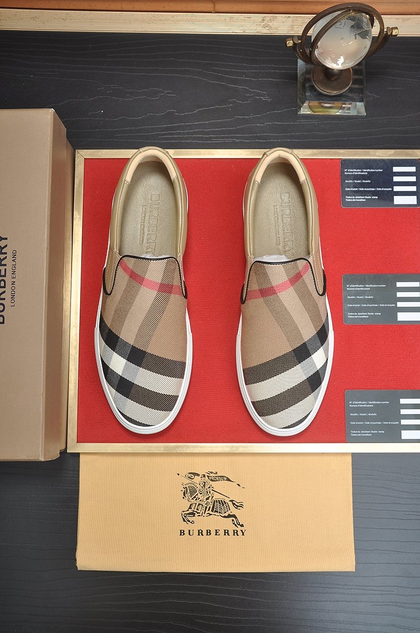 Burberry Beige Check Slip-On Sneakers