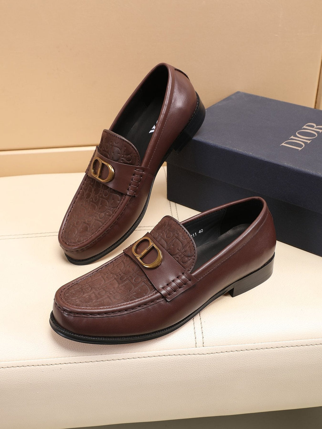Dior Textured Buckle Loafers