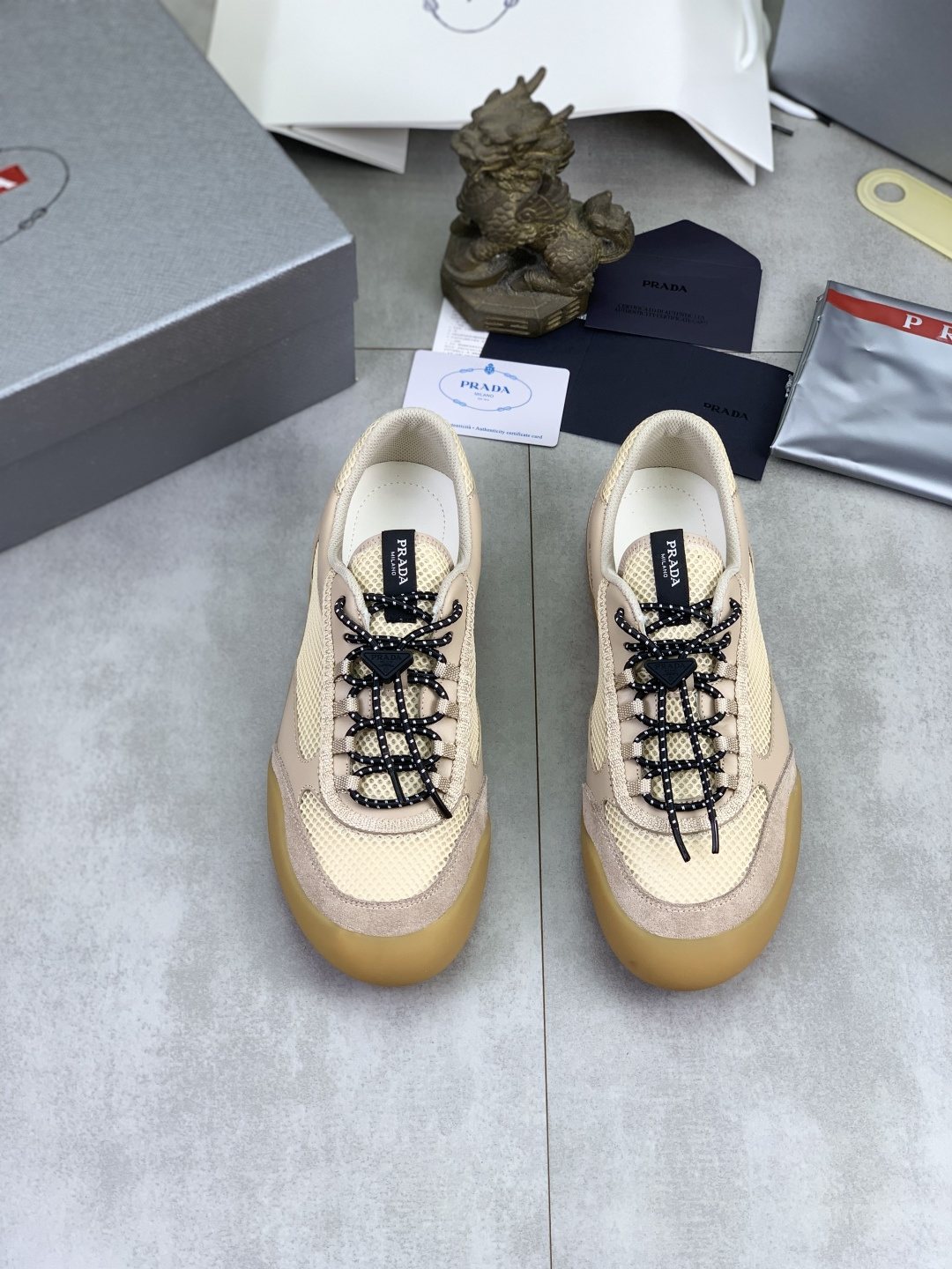 Prada Paneled Low-Top Sneakers