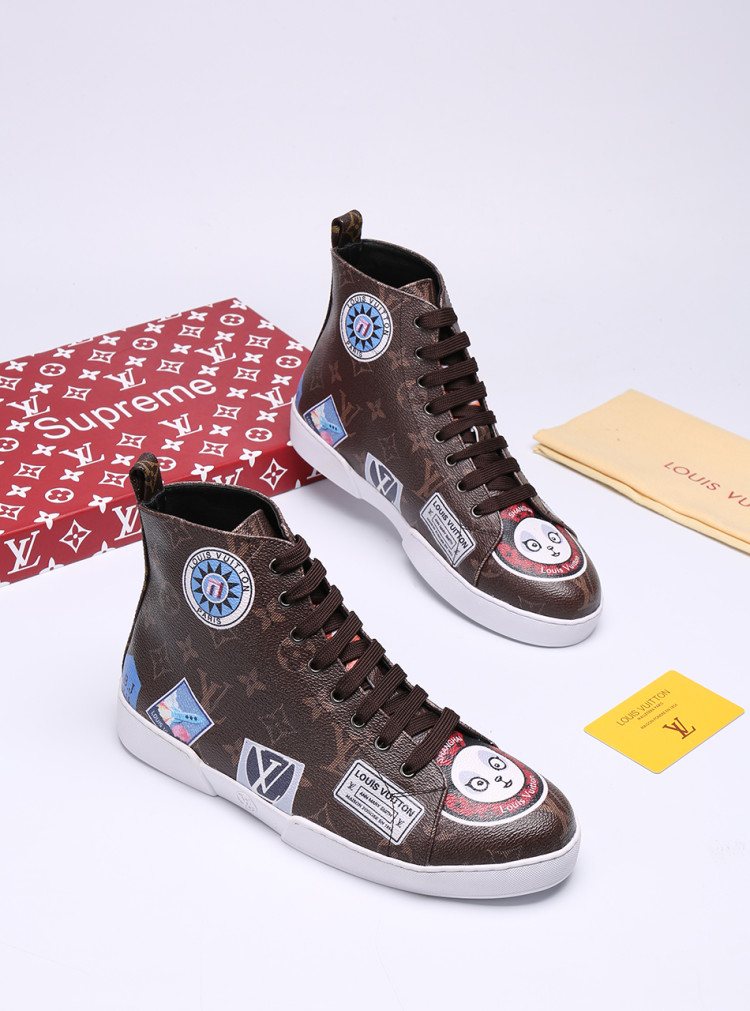 Louis Vuitton Graphic Patch High-Top Sneakers