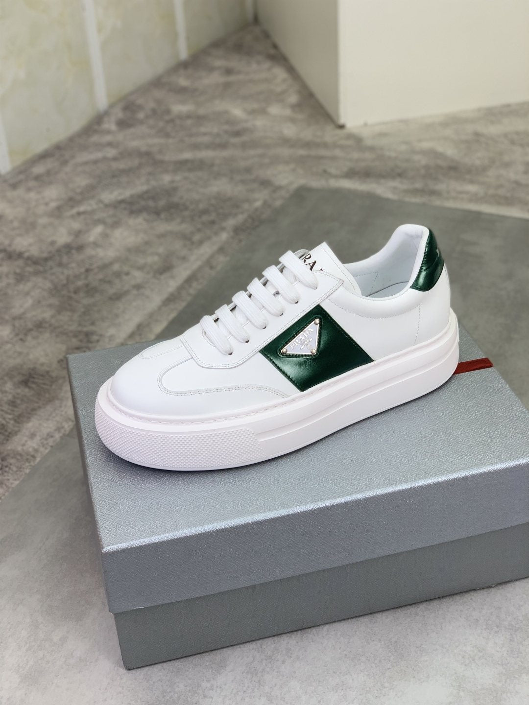 Prada Triangle Panel Low-Top Sneakers