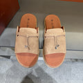 Loro Piana Men's Leather Slide Sandals - Leather Upper And Lining