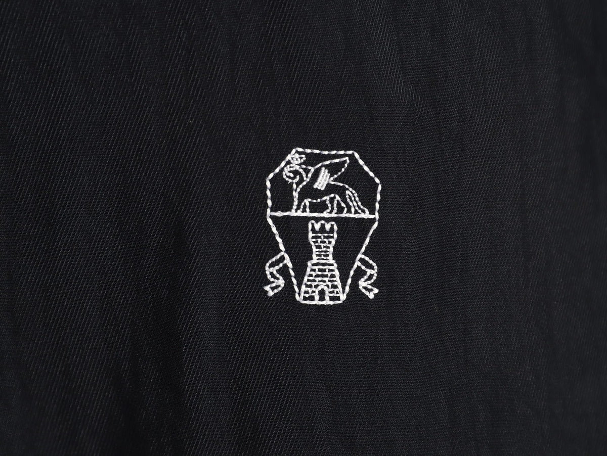 Brunello Cucinelli BC Travelwear Embroidered-Badge Stand-Collar Jacket - Black