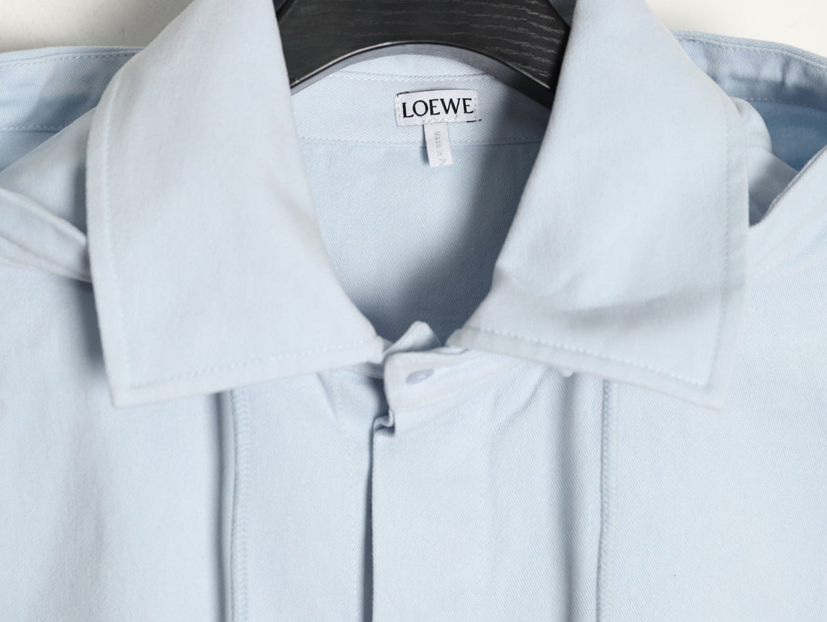 LOEWE Pale Blue Cotton Hooded Long-Sleeve Shirt Jacket